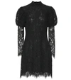 Ganni Everdale Puff Sleeve Lace Cotton Blend Mini Dress In Black