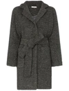 Ganni Fenn Belted Coat In Grey