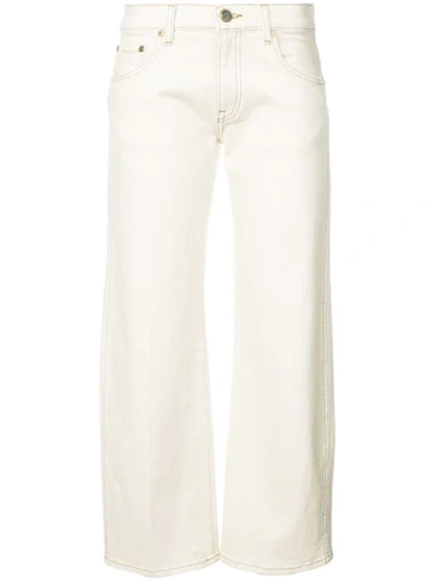 Khaite Wendell Cropped Wide Leg Jeans In White