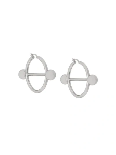 Jw Anderson Silver Disc Hoop Earrings In Grey