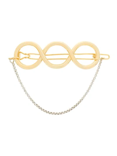 Jw Anderson Gold Twisted Hair Barrette With Silver Chain