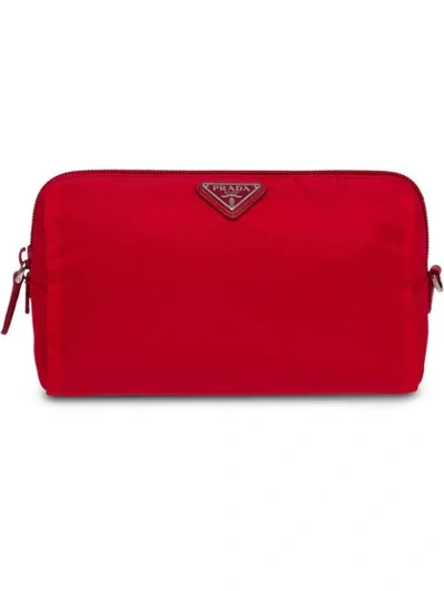 Prada Logo Cosmetic Bag In Red
