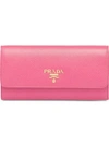 Prada Logo Plaque Credit Card Wallet In Pink