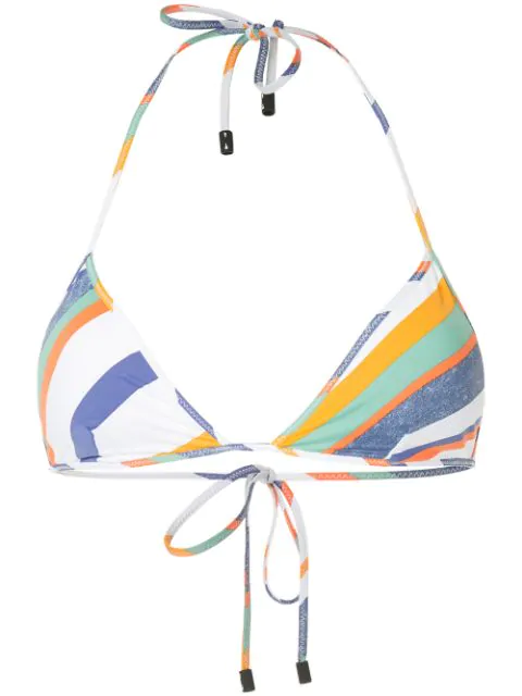The Upside Striped Bikini Top In White | ModeSens