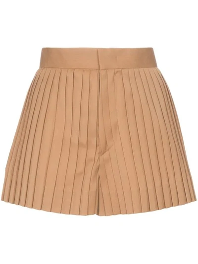 Blindness High Waisted Pleated Wool Shorts In Neutrals