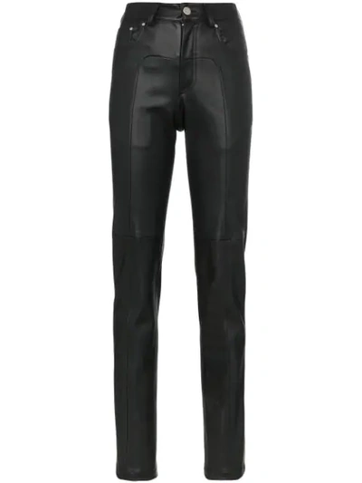 Blindness Faux Leather Slim-fit Trousers In Black