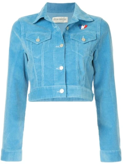 Etre Cecile Cropped Corduroy Jacket In Blue