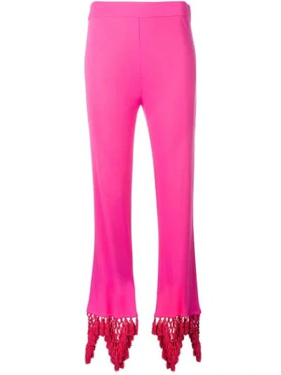 Emilio Pucci Macramé Fringed Hem Trousers In Pink