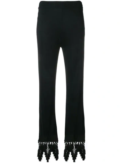 Emilio Pucci Macramé Fringed Hem Trousers In Black