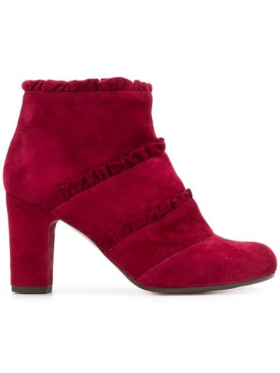 Chie Mihara Ruffle Detail Ankle Boots In Red