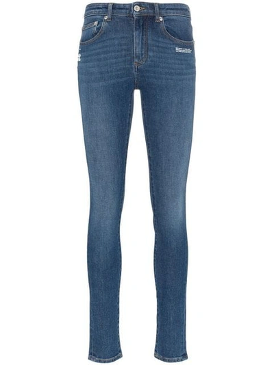 Off-white Embroidered Logo Stretch Skinny Jeans In 8700 Blue