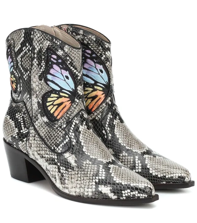 Sophia Webster Multicoloured Shelby 50 Snake Print Leather Cowboy Boots In Brown