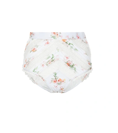 Zimmermann Heathers High-waist Floral Lace Pintuck Bikini Bottom