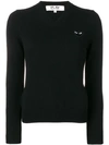 Comme Des Garçons Play Embroidered Heart Sweater In Black