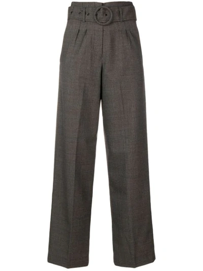 Les Coyotes De Paris Belted Tailored Trousers In Dark Brown