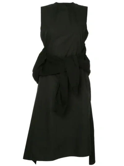 Aganovich Flared Jumper Detail Layered Dress In Black