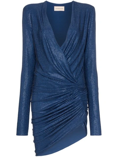 Alexandre Vauthier Crystal Embellished Jersey V Neck Dress In Royal Blue