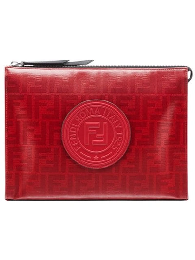 Fendi Monogram Clutch In Red