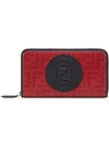 Fendi Logo Patch Jacquard Zip Around Wallet In Red