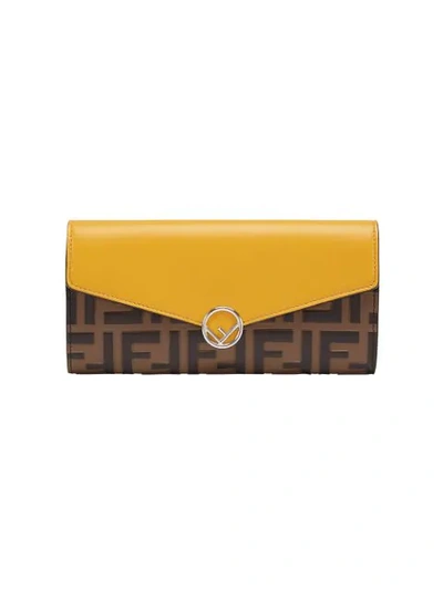 Fendi Colourblock Continental Wallet - Brown