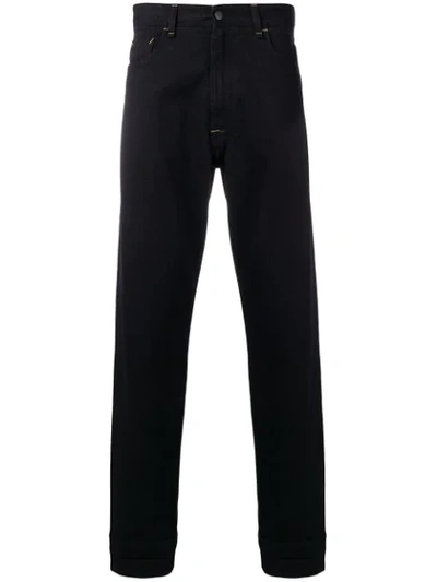 Fendi Stitch Embellished Straight-leg Jeans In Black