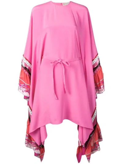 Emilio Pucci Embroidered Silk-cady Kaftan Dress In Pink