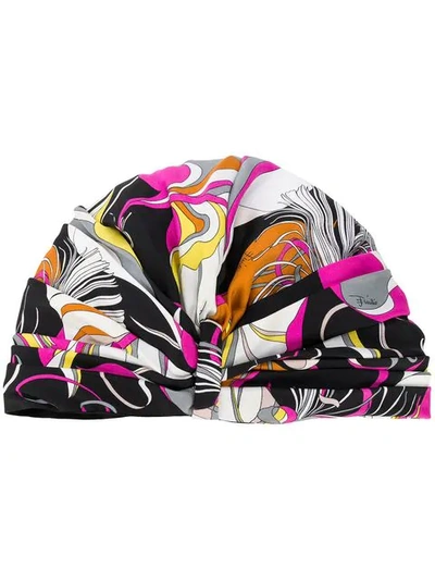 Emilio Pucci Black And Fuchsia Frida Print Turban