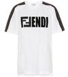 Fendi Embroidered Flocked Cotton-jersey T-shirt In White