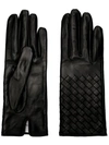 Bottega Veneta Intrecciato Leather Gloves In Black