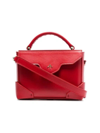 Manu Atelier Micro Bold Leather Shoulder Bag In Red