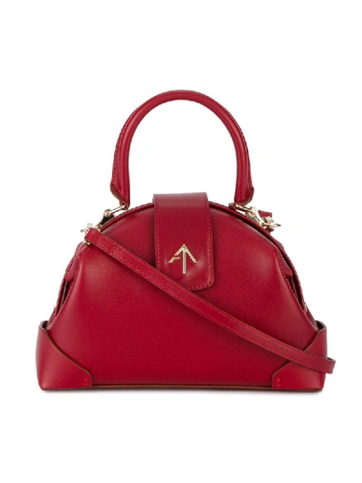 Manu Atelier Red Demi Top Handle Leather Shoulder Bag