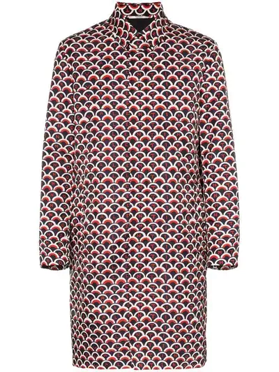 Valentino Single Breasted Scale Print Cotton Trench Coat In Red