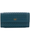 Bottega Veneta Intrecciato French Wallet In Blue