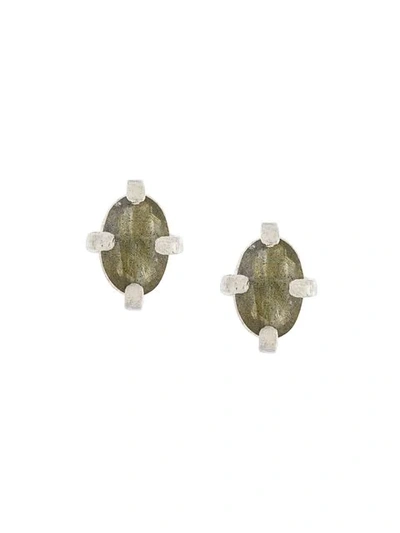 Wouters & Hendrix My Favourites Labradorite Stone Earrings In Silver