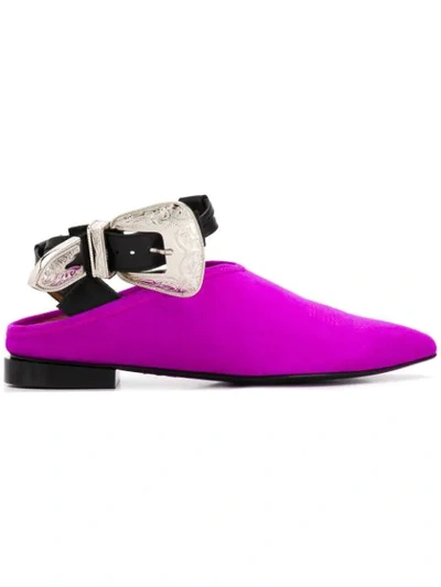 Toga Buckle Mules In Purple