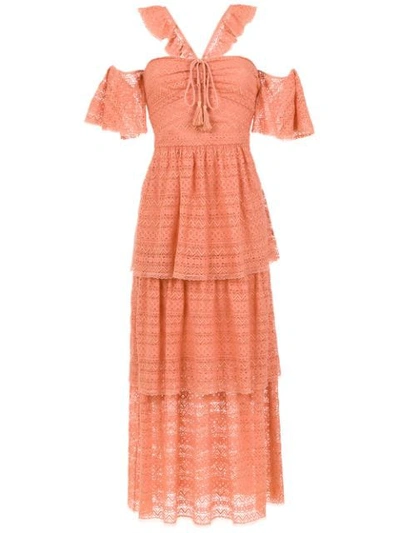 Nk Long Layered Dress In Orange