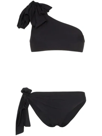 Araks Paige Phoebe One Shoulder Tie Bikini In Black
