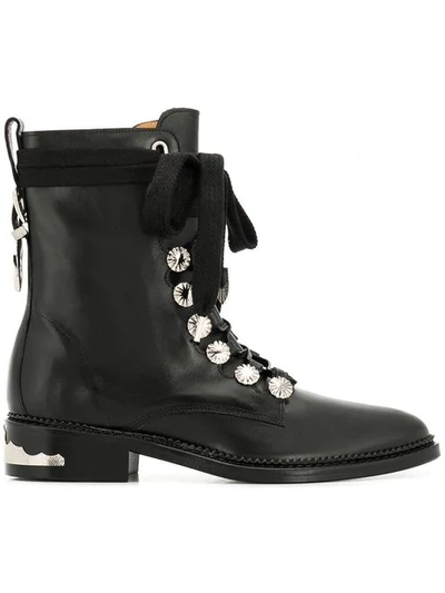 Toga Lace-up Boots In Black