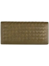 Bottega Veneta Intrecciato Weave Continental Wallet In Green