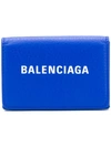 Balenciaga Everyday Logo Wallet In Blue