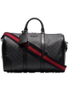 Gucci Supreme Canvas And Leather Duffle Bag In Black