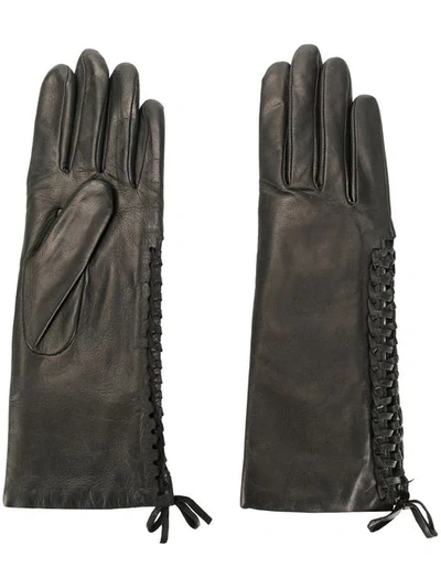 Agnelle Gloves With Lace Detail In Black