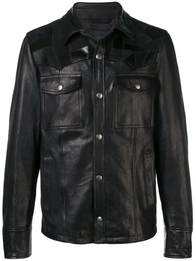 Diesel Black Gold Jacket In Nappa Leather With Patchwork In Black