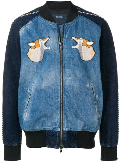 Diesel Black Gold Hunting Embroidery Bomber Jacket In Blue