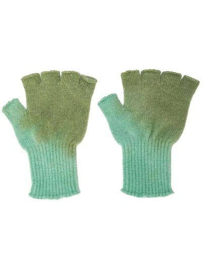 The Elder Statesman Fingerless Gloves In Green