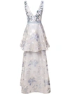 Marchesa Notte Sleeveless Floral Dress In Blue