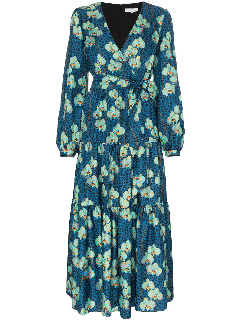 Borgo De Nor Floral And Leopard Print Silk Wrap Dress - Blue | ModeSens