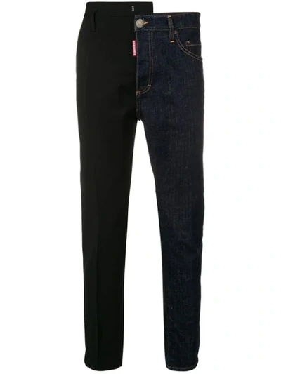 Dsquared2 Contrast Panels Jeans In Blue