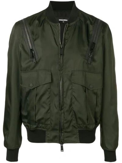 Dsquared2 Zipped Up Bomber Jacket In Green