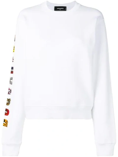 Dsquared2 Logo Sleeve Sweatshirt In White